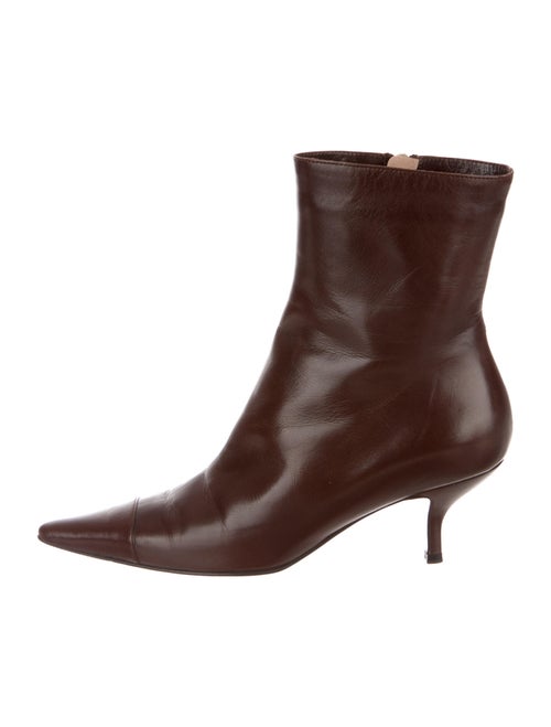 Chanel Leather Ankle Boots Leather Boots Brown