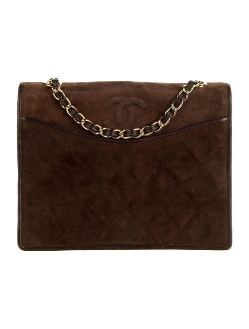 Chanel Vintage Quilted Suede Flap Bag Brown