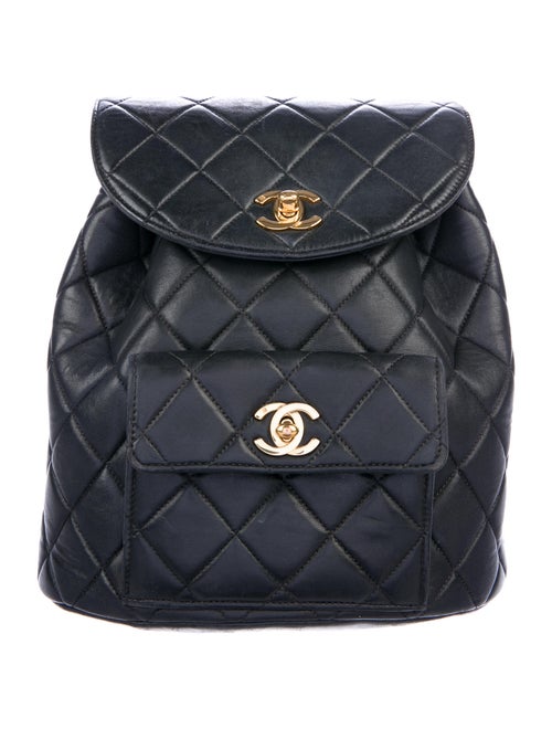 Chanel Vintage Quilted CC Backpack Black