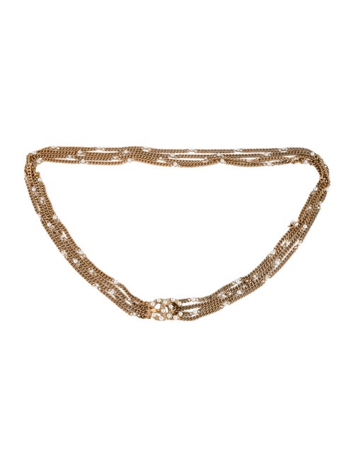 Chanel Pearl Embellished CC Chain Belt Gold