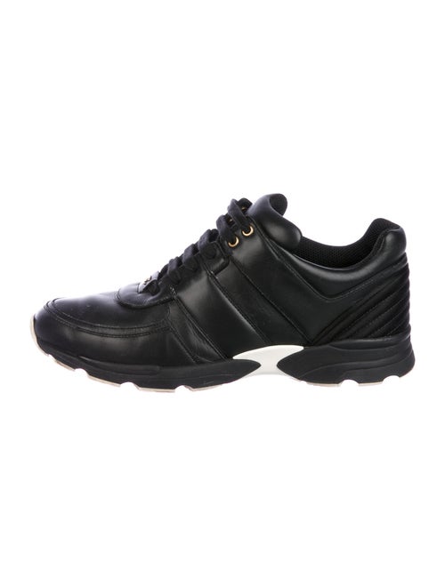Chanel Leather Logo Sneakers Sneakers Black