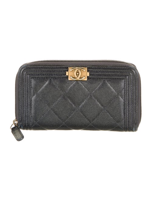 Chanel Quilted Boy L-Gusset Wallet Metallic
