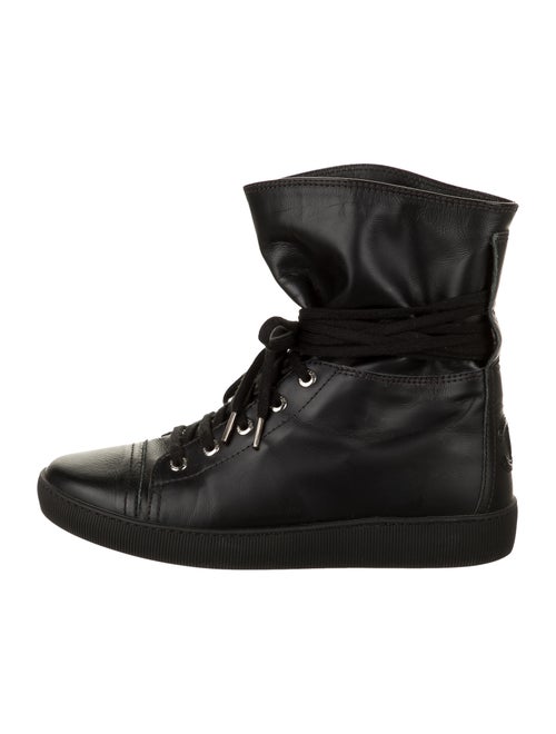 Chanel Leather Sneakers Wedge Sneakers Black