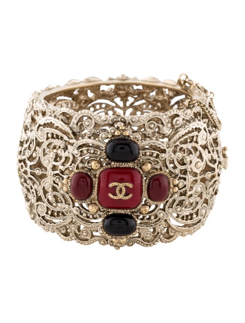 Chanel Resin CC Ornate Bracelet Gold