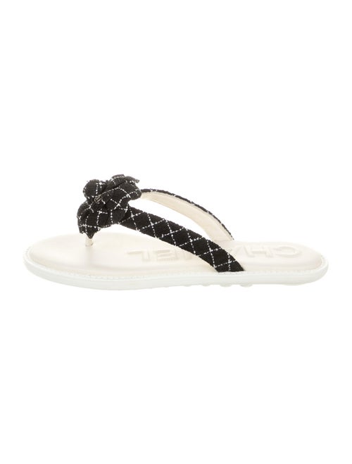 Chanel 2016 Camellia Thong Sandals Slides Black