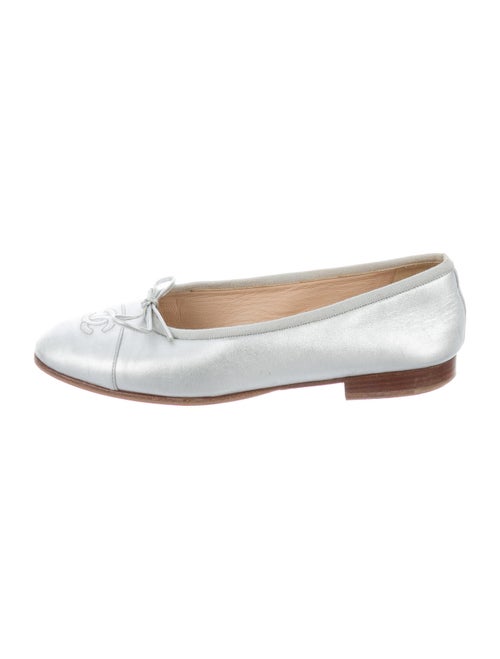 Chanel CC Ballet Flats Leather Ballet Flats Silver