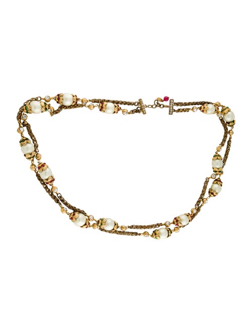 Chanel Embellished Pearl Chain-Link Belt Gold