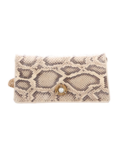 Chanel Vintage Python Evening Bag Beige