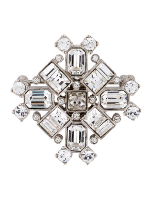 Chanel Strass CC Brooch Silver