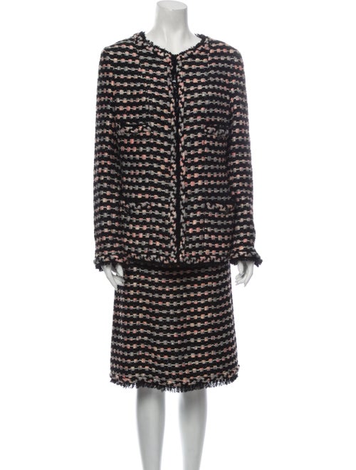 Chanel 2006 Tweed Pattern Skirt Suit Black