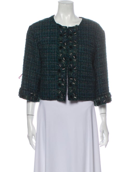 Chanel 2013 Tweed Crop Jacket Evening Jacket Green