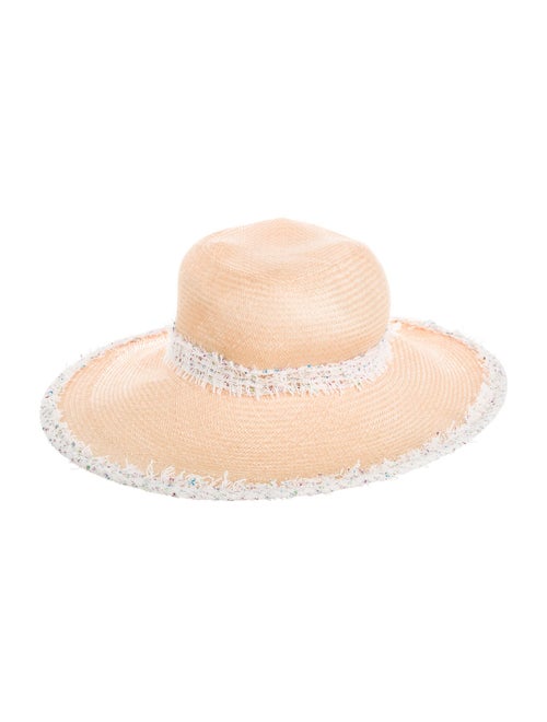 Chanel Tweed & Straw Hat Beige