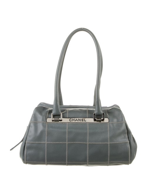 Chanel Square Quilt LAX Bowler Bag Grey