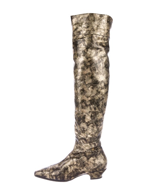 Chanel 2018 Leather Boots Gold