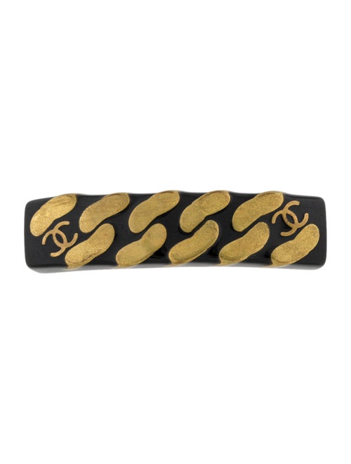 Chanel Vintage CC Chain-Link Barrette Black