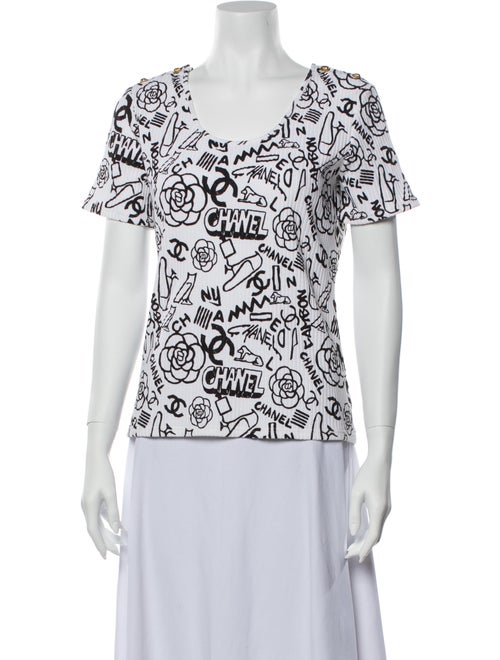 Chanel 2019 Printed T-Shirt w/ Tags White