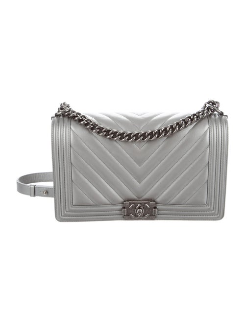 Chanel Chevron Large Boy Bag Grey