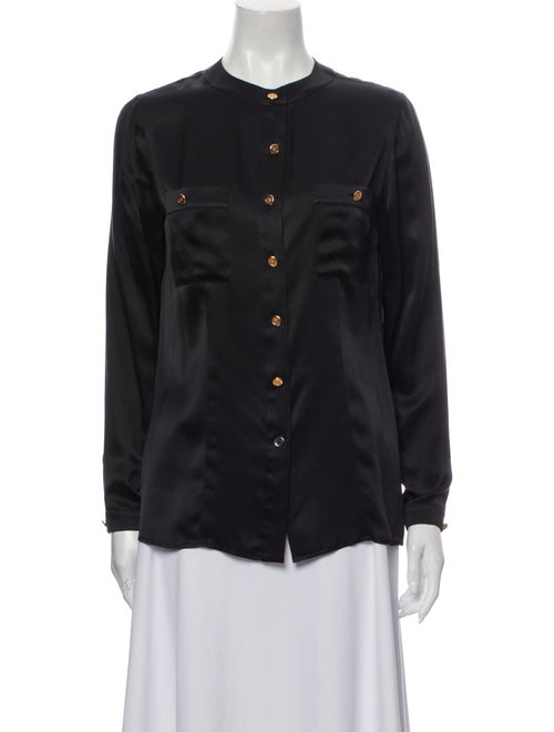 Chanel Vintage Vintage Silk Top Button-Up Top Blac