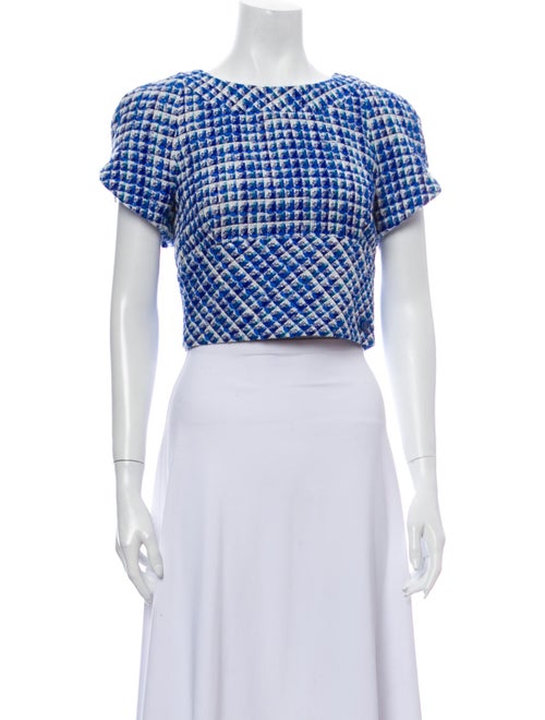 Chanel 2019 Cropped Tweed Top Crop Top Blue