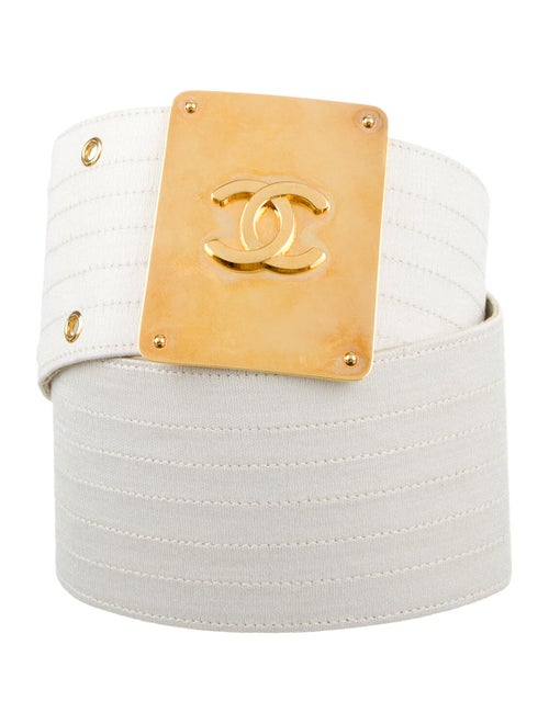 Chanel Vintage CC Waist Belt White
