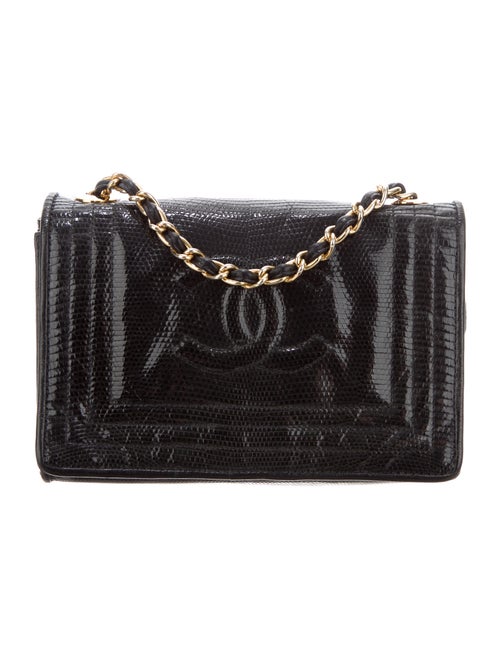 Chanel Vintage Lizard Crossbody Bag Black