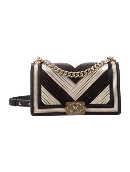 Chanel Quilted Chevron Medium Boy Bag Black