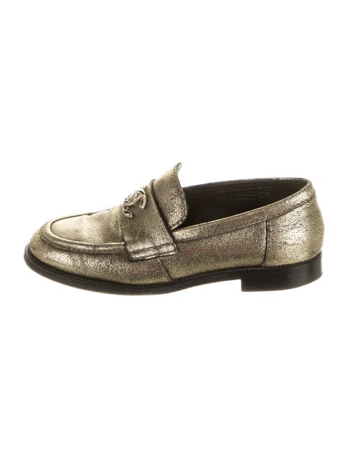 Chanel 2016 Interlocking CC Logo Loafers Gold