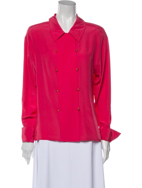 Chanel Vintage Silk Button-Up Top Pink