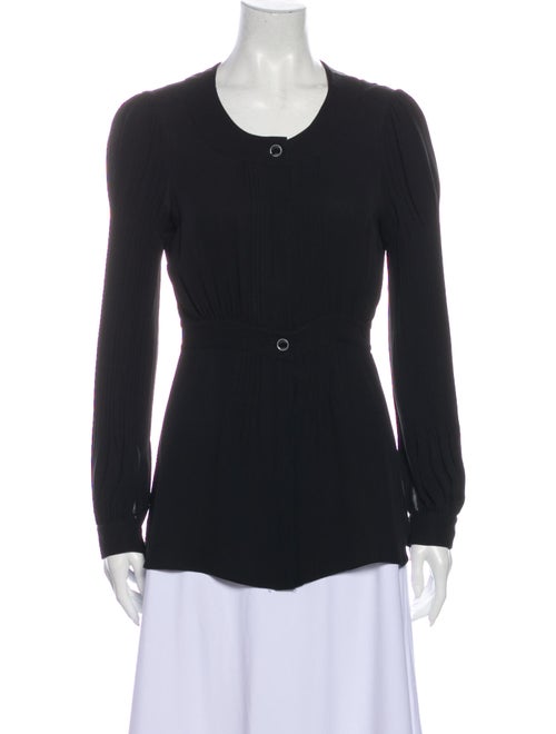 Chanel Pleated Silk Blouse Silk Top Black