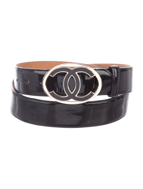Chanel CC Patent Leather Belt Black