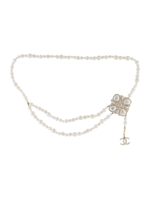 Chanel Pearl Gripoix Brooch Belt Gold