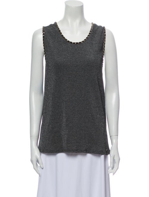 Chanel 2019 Chain-Link Knit Top Top Grey