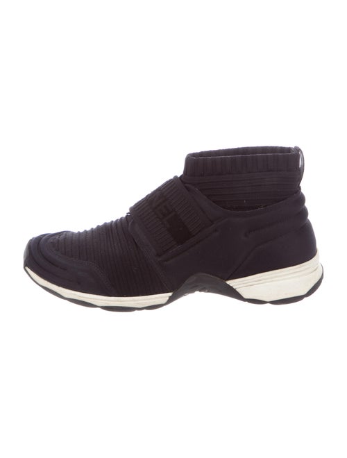 Chanel Logo Knit Sneakers Sock Sneakers Black