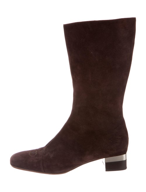 Chanel CC Suede Boots Interlocking CC Logo Boots B
