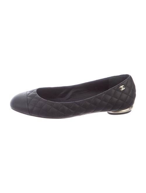 Chanel Quilted Pattern Leather Flats Black