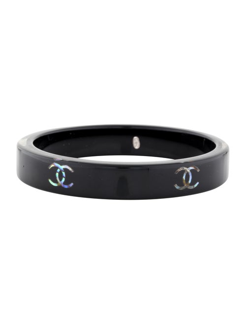 Chanel Resin & Abalone CC Bangle Silver
