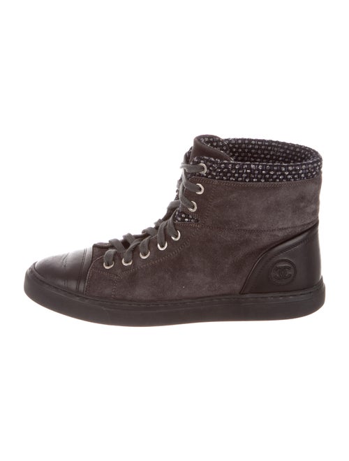 Chanel Suede Printed Sneakers Grey