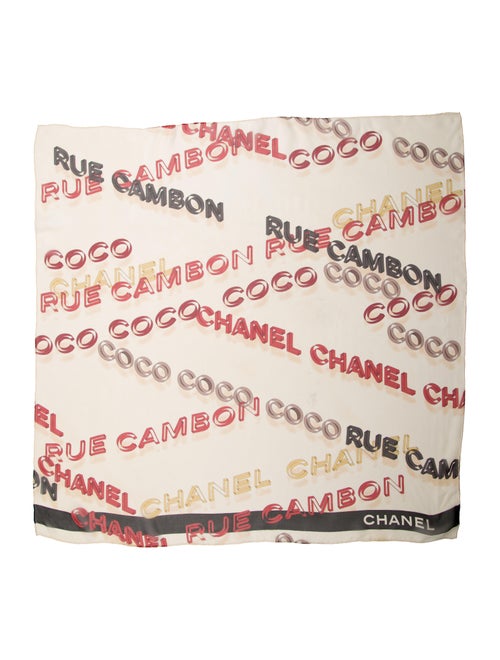 Chanel Vintage Silk Chiffon Scarf Beige
