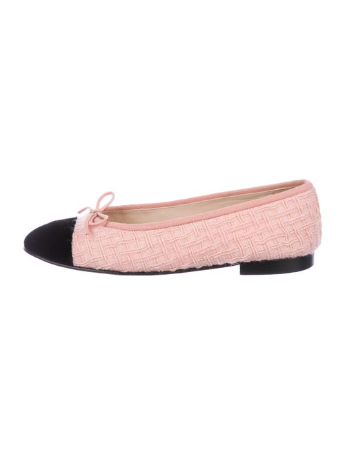 Chanel Printed Bow Accents Flats Pink