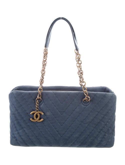 Chanel Small Chevron Tote Blue