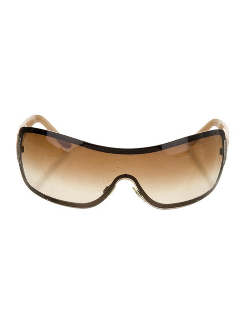 Chanel Quilted Shield Sunglasses Tan