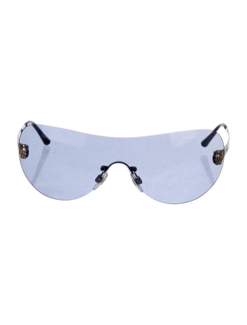 Chanel Camellia Shield Sunglasses Silver