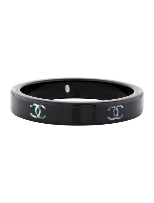 Chanel Resin & Abalone CC Bangle Silver
