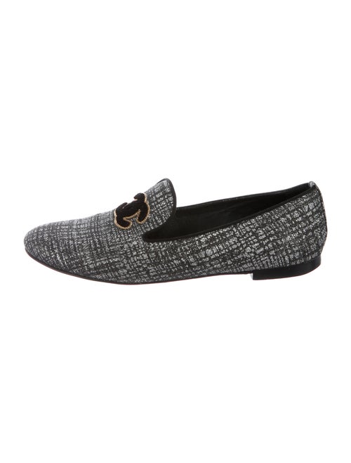 Chanel Interlocking CC Logo Loafers Silver