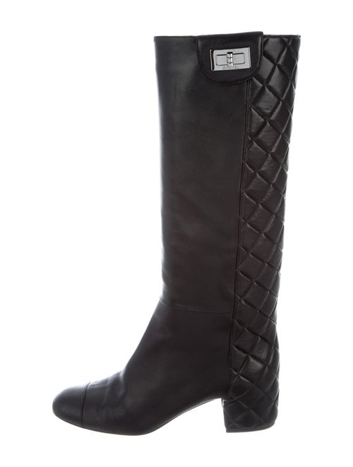 Chanel 2010 Quilted Pattern Riding Boots Black