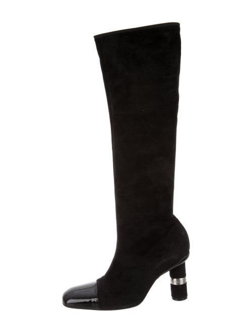 Chanel 2000 Logo Suede Boots Boots Black