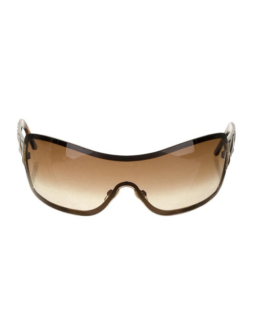 Chanel Quilted Shield Sunglasses Brown