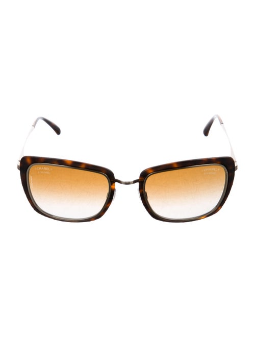 Chanel Rectangle Gradient Sunglasses gold