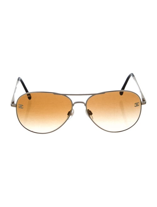 Chanel CC Pilot Sunglasses Gold