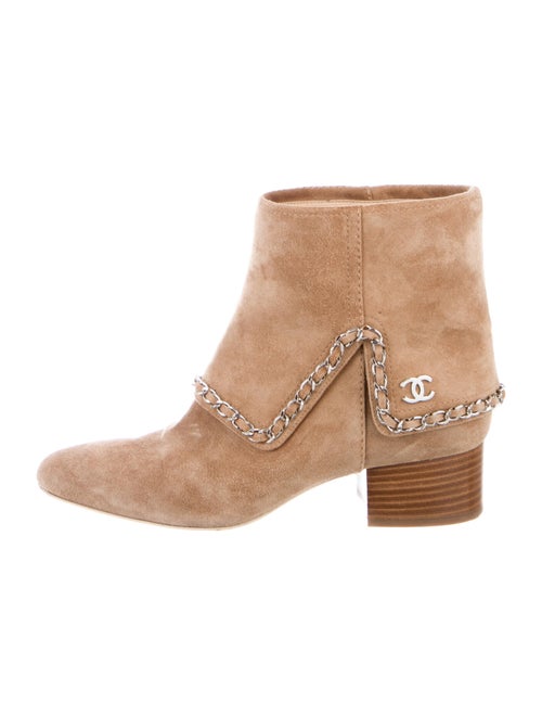 Chanel Interlocking CC Logo Suede Boots